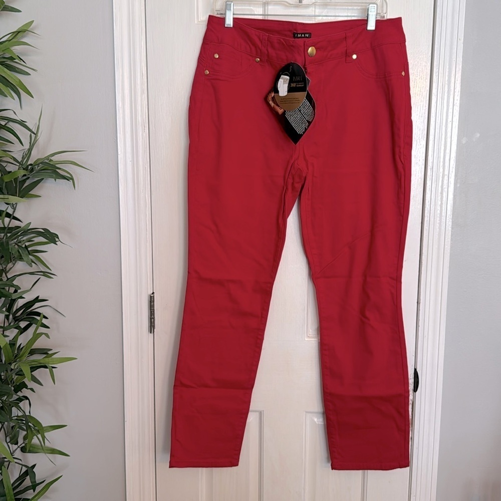 IMAN 360 slimming technology red jeans NWT 12